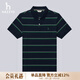 哈吉斯（HAZZYS）男裝 夏款短袖上衣通勤撞色橫條紋polo衫男ASTZE0BBE12 深藏青色DN M (170/92A 46)