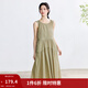 茵曼文藝復古背心連衣裙女2025新款寬松顯瘦無(wú)袖長(cháng)裙子 豆綠色 S