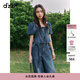 DZZIT地素短袖襯衫夏季方領(lǐng)泡泡袖牛仔小上衣女3J2RA021T 深藍色 S