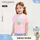 Teenie Weenie Kids小熊童裝25年夏季女寶寶肩開(kāi)扣印花短袖T恤 粉色 100cm