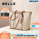 百麗包包女新款大容量老花復古單肩通勤托特包送媽媽X7058CX4 杏色【可放15.6寸電腦】 F