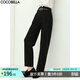 COCOBELLA氣質(zhì)干練高腰西裝褲女春氣質(zhì)通勤OL煙管褲休閑褲NPA12 黑色 L