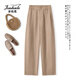 金狐貍天絲亞麻哈倫褲女九分2026新款春夏輕奢垂感高腰小個(gè)子直筒休閑褲 卡其色 L (28)