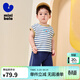 迷你巴拉巴拉【涼感抑菌】短袖套裝男女童寶寶夏日短袖短褲兩件套 藍白色調00481 100