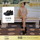 莎莎蘇[何超蓮同款]春夏老錢(qián)風(fēng)厚底增高黑色英倫伯德樂(lè )福小皮鞋一腳蹬女 黑色 37