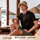 哈吉斯（HAZZYS）男女裝 夏季【情侶款】圓領(lǐng)上衣簡(jiǎn)約純色百搭短袖T恤 黑色BK -男款 XL （180/100A 50） 男