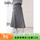 百圖betu女裝春季新款半身裙高腰工裝裙顯瘦半身裙女2401T53 灰色 M