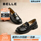 百麗（Belle）海鷗米色樂(lè )福鞋女皺皮商場(chǎng)同款通勤百搭鞋D7D1DAA5預售 黑色 36 (230mm)