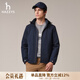 哈吉斯（HAZZYS）男裝 秋款休閑外套【可折卸帽子】夾克男ASVZU0BCU07 藏青色NV L (175/96A 48)