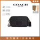 蔻馳（COACH）輕奢男包 男士小方包單肩斜挎包相機包經(jīng)典老花包包 CW365 黑灰色 QBMI5