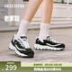 斯凱奇（Skechers）女鞋春季小白鞋蕾絲休閑運動(dòng)熊貓鞋黑色增高厚底老爹鞋11959 黑色/白色/BKW 37.5 尺碼偏大，建議選小半碼