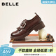 百麗（Belle）英倫風(fēng)流蘇牛皮樂(lè )福鞋女2026春新質(zhì)感舒適厚底單鞋B3030AM6預售 棕色 37 (235mm)