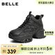百麗高幫老爹鞋女冬季商場(chǎng)同款百搭休閑鞋B9K1DDM4 黑色-單里 38