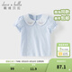 戴維貝拉（DAVE＆BELLA）女童短袖t恤純棉兒童打底衫新款夏裝洋氣女寶寶上衣小童衣服 淺藍色【現貨】 120 cm（建議身高110-120cm）