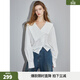 ELLE白色法式不規則大翻領(lǐng)襯衫女2026春裝新款設計感簡(jiǎn)約小眾上衣 白色 L