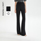 朗姿【精英衣櫥】復古顯瘦高腰黑色休閑褲喇叭褲馬蹄褲夏新款長(cháng)褲子 黑色 M