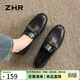 ZHR則則樂(lè )福鞋女2026新款平底英倫小皮鞋女通勤套腳單鞋女 EH208黑色37
