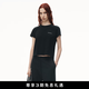 亞歷山大·王alexanderwang女士徽標高捻針織修身短袖t恤上衣 黑色 S