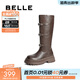 百麗（Belle）顯瘦舒適騎士靴女增高厚底長(cháng)靴D4H1DDG4 棕色 35 (225mm)