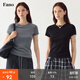 fano studios范洛Fano 極簡(jiǎn)風(fēng)天絲涼感基礎百搭正肩修身短袖t恤女上衣2026新款 深花灰第二批 L