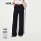 MO&Co.休閑褲接觸瞬間涼感高腰寬松及地直筒 摩安珂 黑色 M /165
