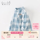 戴維貝拉（DAVE＆BELLA）兒童襯衫2024秋裝男童襯衫格子上衣寶寶休閑棉襯衣
