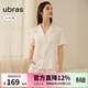 ubras流光梔子花翻領(lǐng)短袖短褲套裝舒適家居服女睡衣 馥芮白色底梔子花印花 L