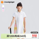 moodytiger女童連衣裙涼感速干夏季兒童裙子防走光吸濕排汗短袖polo運動(dòng)裙 云朵白 140 cm