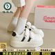 啄木鳥(niǎo)厚底增高小白鞋女款2026春夏季新款板鞋港風(fēng)學(xué)生百搭休閑面包鞋 米白色 37 (235mm)