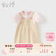 戴維貝拉女童連衣裙兒童假兩件裙子夏裝寶寶泡泡袖童裝