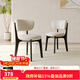 御梵森意式實(shí)木奶油風(fēng)餐椅極簡(jiǎn)家用黑白椅子網(wǎng)紅輕奢簡(jiǎn)約現代椅靠背餐廳 米白色皮+黑色腿
