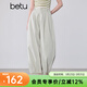 百圖（betu）女裝2026年春夏新款休閑褲闊腿褲遮肉顯瘦九分花苞褲褲子2603T67 淺卡其綠 M （淺卡其綠預售03/29發(fā)貨）
