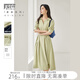對白簡(jiǎn)約通勤polo領(lǐng)連衣裙女2026夏季新款法式設計感收腰褶皺裙子 檸綠 L