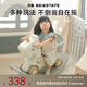 貝易搖搖馬溜溜車(chē)周歲生日禮物嬰兒玩具搖搖車(chē)木馬兒童搖馬寶寶 5合1-卡其米-不帶坐墊