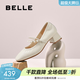 百麗（Belle）復古時(shí)裝瑪麗珍鞋女商場(chǎng)同款質(zhì)感牛皮單鞋E1T1DCQ5預售 米白色 36 (230mm)