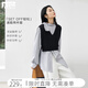 對白（DUIBAI）法式飄帶襯衫針織背心兩件套裝女2026春季新款疊穿馬甲一整套 黑白格 S