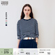 Teenie Weenie小熊女裝T恤26年春季新款清新柔和撞色條紋長(cháng)袖上衣 藏青色 M