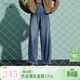 三彩【萊賽爾】2026春季新款牛仔褲高腰寬松闊腿褲長(cháng)褲女 霧霾藍 S 155/64A