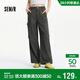 森馬（Semir）休閑褲女夏打褶抽繩半松緊腰工裝褲設計感高街闊腿101325127007A