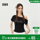 森馬（Semir）T恤女夏短款字母斜肩修身衣服2026小性感顯瘦套頭衫109326100011