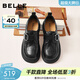 百麗（Belle）復古方扣羊皮樂(lè )福鞋女2026春新商場(chǎng)同款便士樂(lè )福鞋F1E1DAM6預售 黑色 37 (235mm)