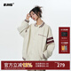 BJHG不計后果春環(huán)保麂皮絨棒球服外套女潮牌美式插肩寬松情侶夾克上衣 奶油白 M