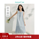 茵曼（INMAN）【涼感亞麻】法式無(wú)袖背心連衣裙女2025年春夏季新品系帶娃娃裙 海藍色 S