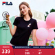 FILA 斐樂(lè )官方女子針織短袖衫2026春新款涼感時(shí)尚休閑小貓刺繡圓領(lǐng)T恤 正黑色-BK L 170/88A/L