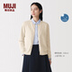 MUJI 女式  防紫外線(xiàn)強捻圓領(lǐng)開(kāi)衫女裝上衣外套女款春季 BA1PXA6S 淡黃色 M (160/84A)