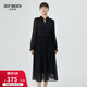 深呼吸DEEP BREATH女裝簡(jiǎn)約木耳領(lǐng)洋裝高腰寬松小黑連衣裙8500147 黑 S (2)