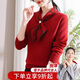 雪夕媽媽裝春裝2025新款洋氣針織小衫氣質(zhì)領(lǐng)結薄款紅色毛衣中老年女裝