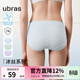 ubras冰絲涼感超薄透氣不悶內褲女士中腰抗菌舒適三角褲（3條裝） 漣漪藍+薄荷奶糖+柔灰紫 3條 L