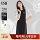 歐莎（OSA）法式假兩件拼接連衣裙女夏季新款小個(gè)子氣質(zhì)泡泡袖小黑裙 黑色 XL