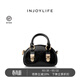 INJOYLIFE鎖扣饅頭包黑金千金風(fēng)高級感復古單肩斜挎包小手提包貝殼包 黑色